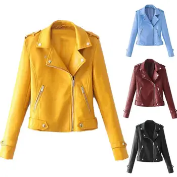 Plus Size Zipper Short Jacket Autumn Women Cool Sweet Jacket Coat Black Slim Lady PU Leather Jackets Female Faux Femme Outwear 1