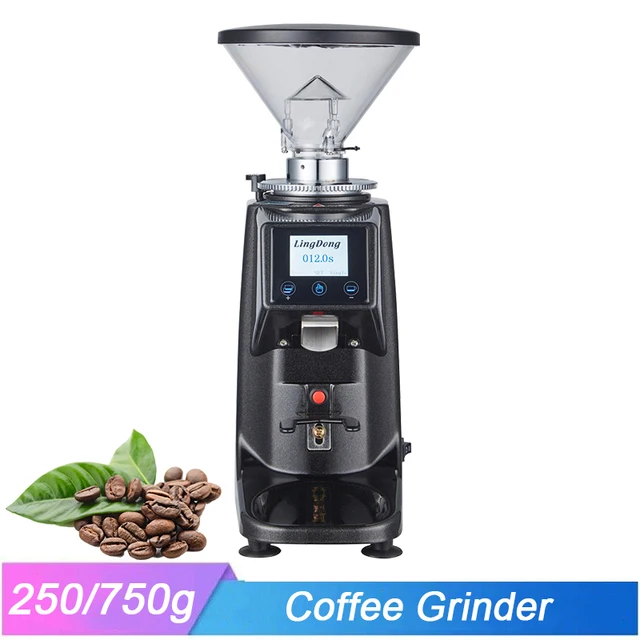 Intelligent Automatic/Manual Flat Burr Espresso Beans Grinder Miller Coffee Milling Crushing Cappuccino Maker Machine with Timer