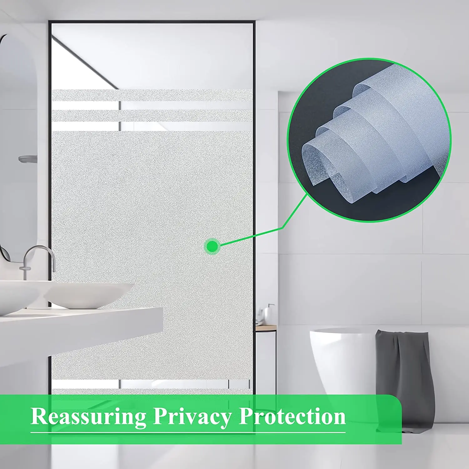 Window Privacy Film Frosted Glass Opaque Vinyl Bathroom Door Decor Stickers UV Blocking Heat Control Coverings Home Office window film window privacy film
