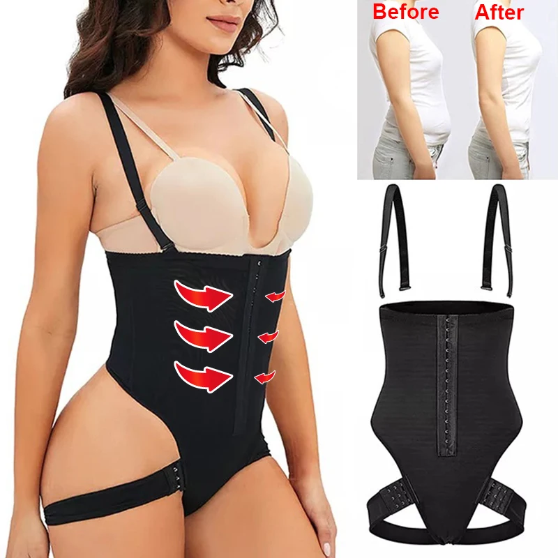 

Female Plus Size Tummy Control Panties High Waist Abdomen Butt Lifter Thongs Slimming Body Shaping Brief Underwear with Strap