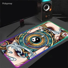 

Mouse Pad RGB Chinese Style Speed Art Gaming Accessories Laptop Mousepad Gabinete PC Gamer Table Carpet LED Backlit Desk Mat