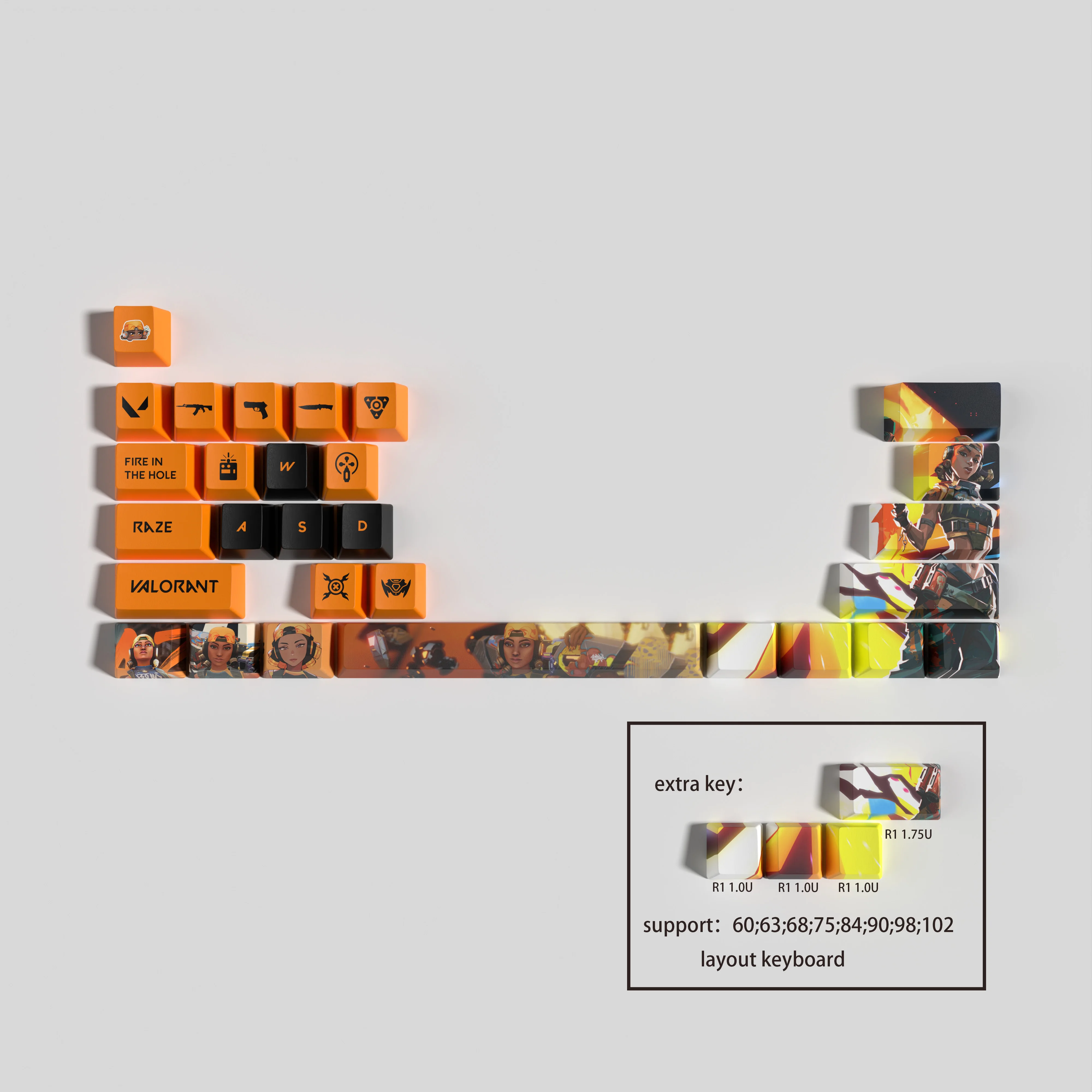 Vlaorant Raze Keycaps 29 Teclas Mini Grupo Perfil Oem Pbt Dye Sub - Imagem 3