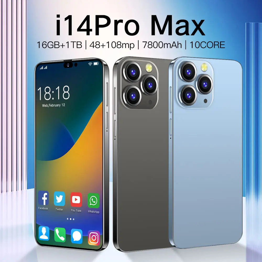 I14 Pro Max Smartphone 6.8 Inch Full Screen 4g 5g Cell Phone 7800mah Mobile  Phones Global Version - Tablet Lcds & Panels - AliExpress