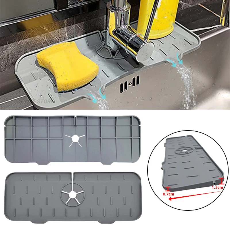 

Kitchen Faucet Absorbent Mat Sink Sponge Holder Silicone Sink Drainer Bathroom Countertop Protector Kitchen Organizer Storage