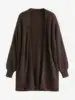 ZAFUL Women's Daily Solid Color Long Sleeve Drop Shoulder Loose Pointelle Knit Open Placket Slouchy Longline Layering Cardigan 1