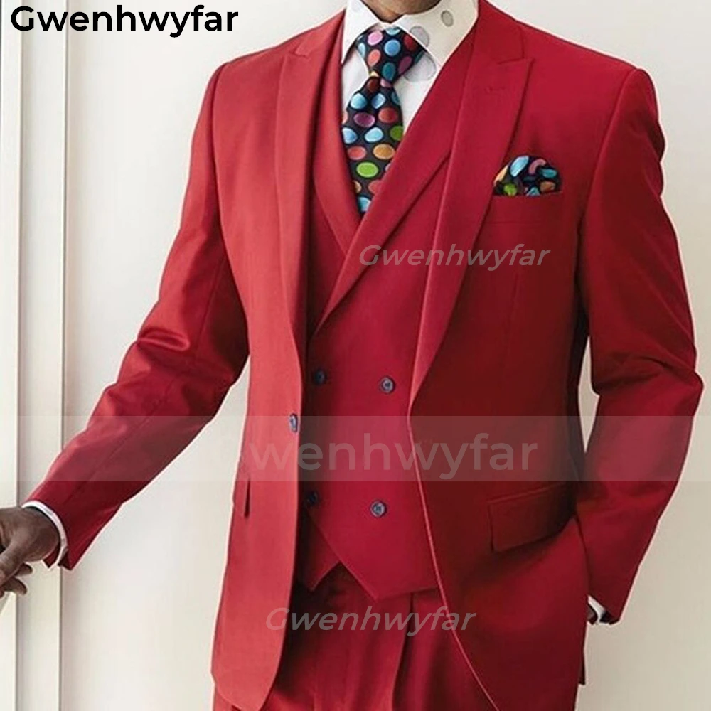 

Gwenhwyfar мужские костюмы из 3 предметов с двубортным жилетом, мужской модный комплект, пиджак, жилет с брюками, Официальный свадебный смокинг 2023