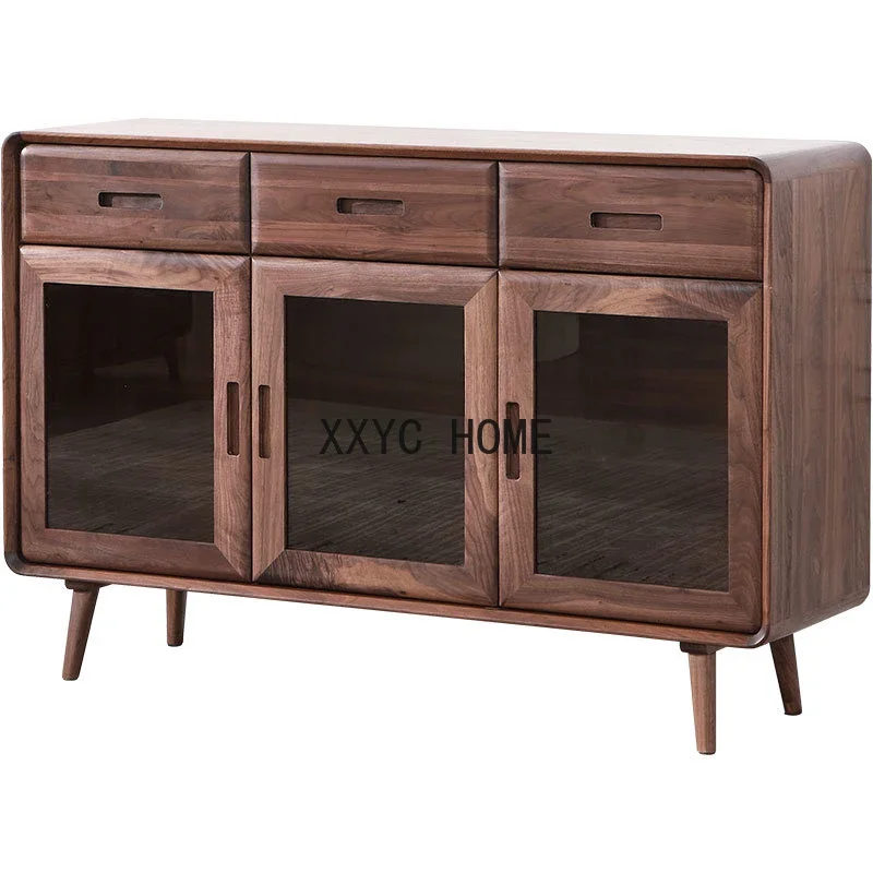 

Walnut Sideboard Wine Integrated Nordic Solid Room Wall Dining Room Tea Cabinet Cupboard