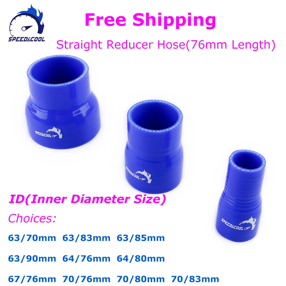 

63mm 64mm 67mm 70mm 76mm 80mm 83mm 85mm 90mm Straight Reducer Hose General Silicone Coolant Intercooler Pipe Tube Hose