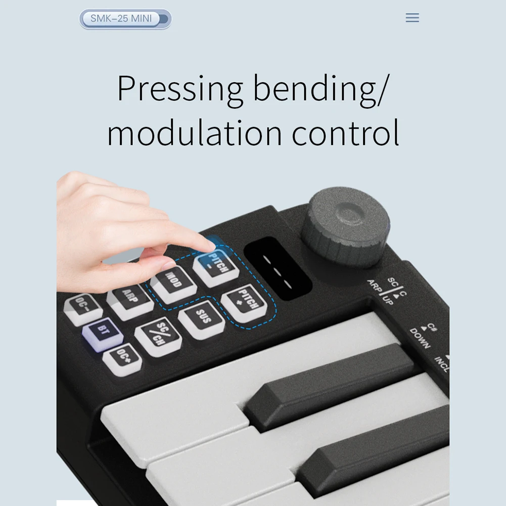 YOUZI 미니 휴대용 충전식 USB MIDI 키보드, 스마트 코드, 체중계 모드, 스튜디오 녹음용 아르페지에이터, 25 키