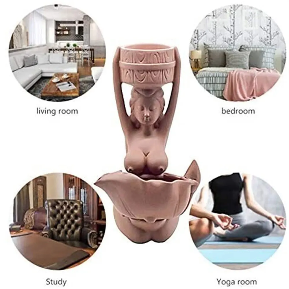 Backflow Waterfall Incense Burner Sex Lady Ceramic Naked Women Maid Body Incence Fountain Holder Aromatherapy Ornament Zen Decor picture