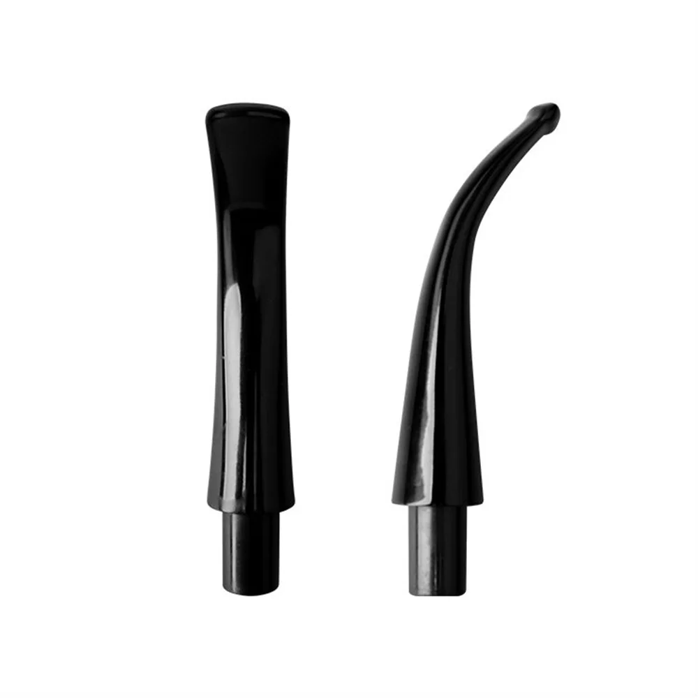 10pcs Smoking Pipe Mouthpieces Black Acrylic Mouthpiece Stem For 9mm Filter Smoke Pipe Holder Curved Straight Tobacco Mouthpiece 6