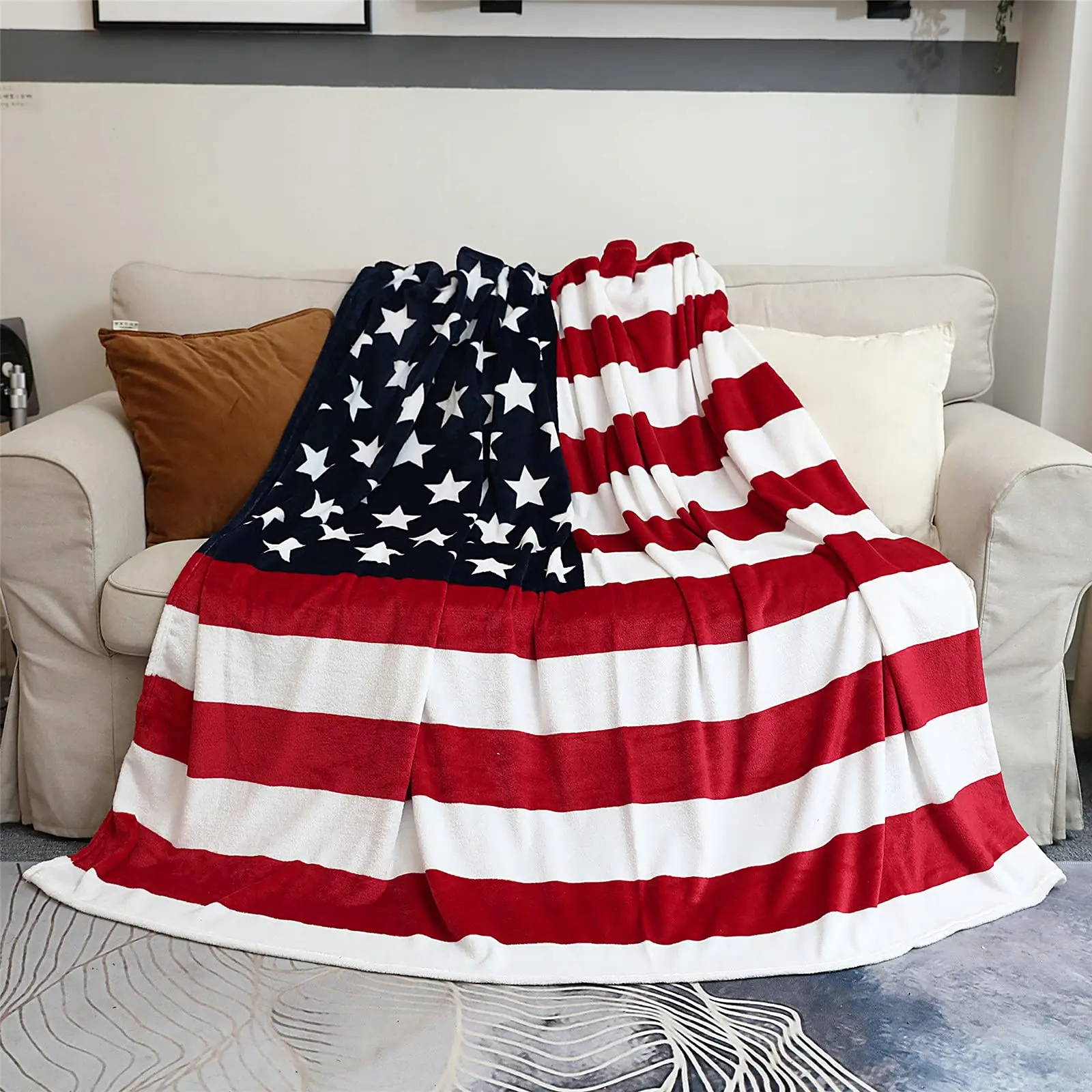 

Одеяло с американским флагом, супермягкое Фланелевое покрывало из шерпы для кровати, дивана, стула, подарки на осень и зиму для кемпинга, гостиной, офиса