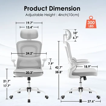 Farini Ergonomic Office Chair, Desk Chair with Headrest and Lumbar Support, High Back Swivel Home Office Chair with Headrest 6