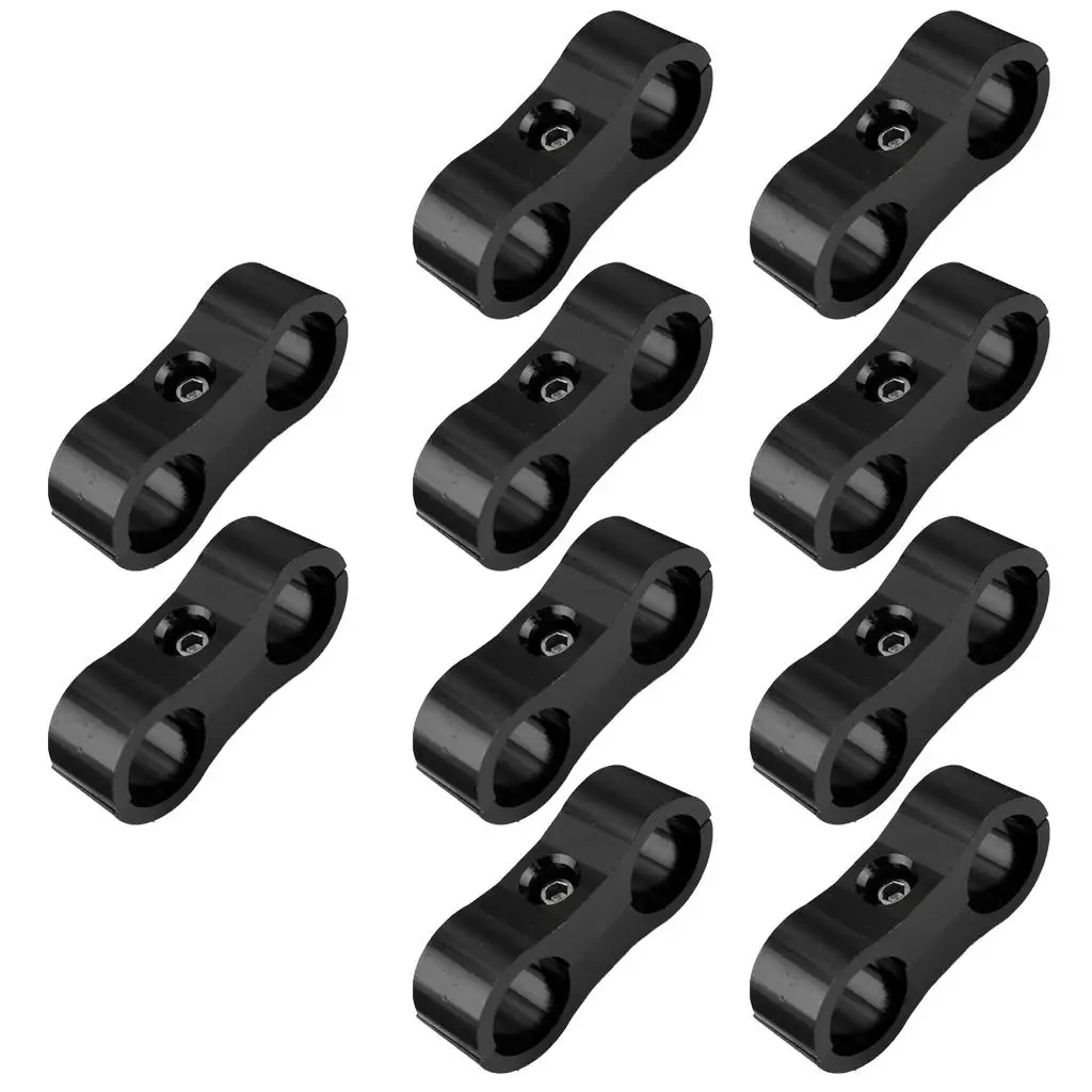 10 Pieces AN6 AN-6 13.4mm Braided Hose Separator Mount Clamp Black