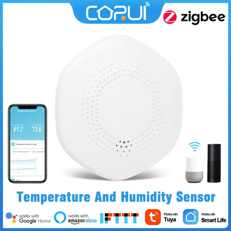 

Датчик температуры и влажности CORUI Tuya Smart Zigbee, сенсор для всего дома, связь с приложением для умного дома, охранная сигнализация, автоматизация, защита