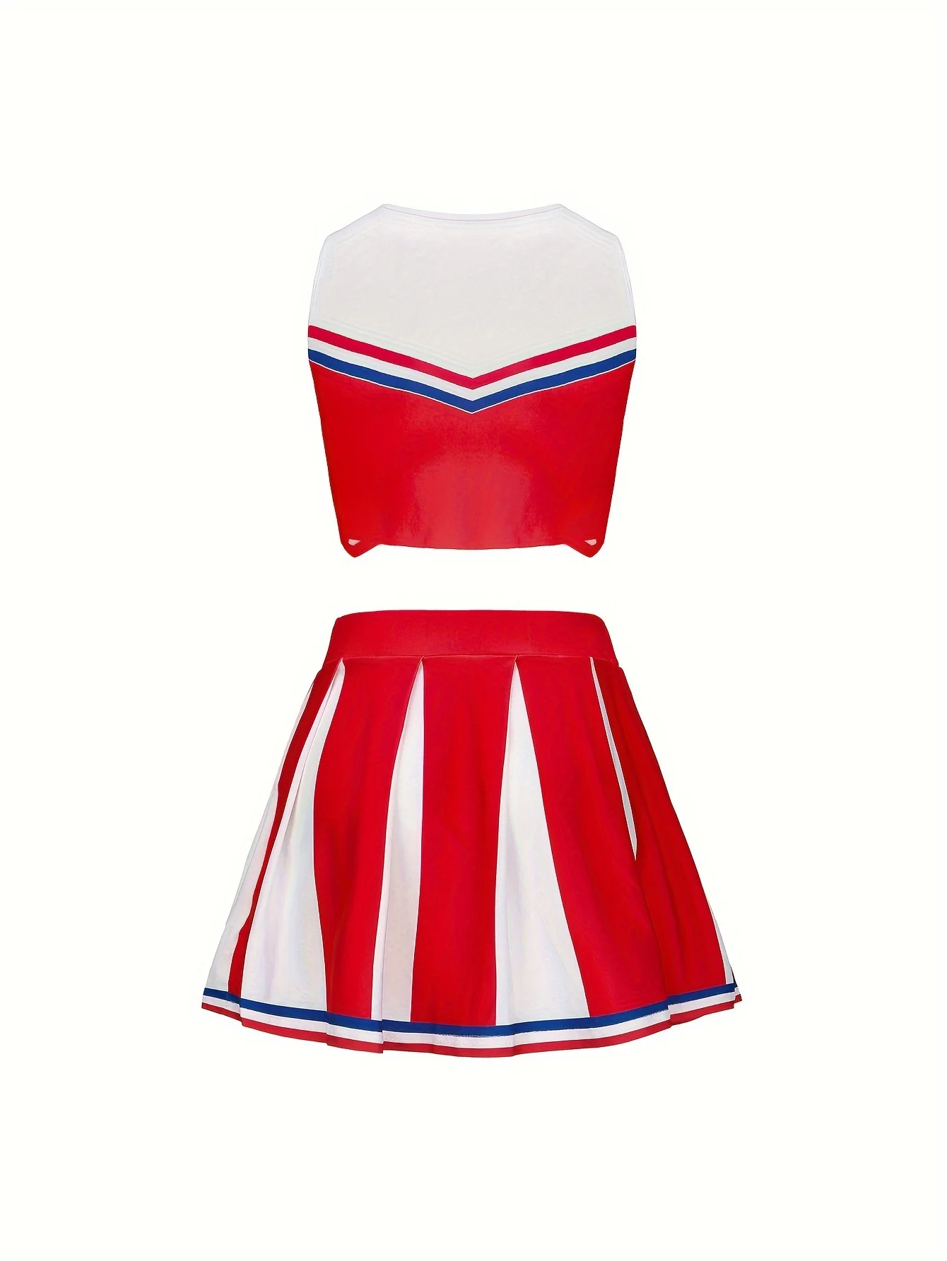 Sleeveless Cheerleader Short Skirt Set Girls Kids Holiday Party Cute Homecoming Season Sports Performance Costume Send Pom Pom