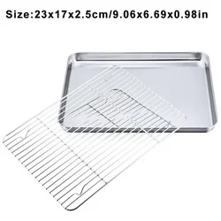 Rectangular Nonstick Stainless Steel Baking Tray with Removable Cooling Rack (S set)