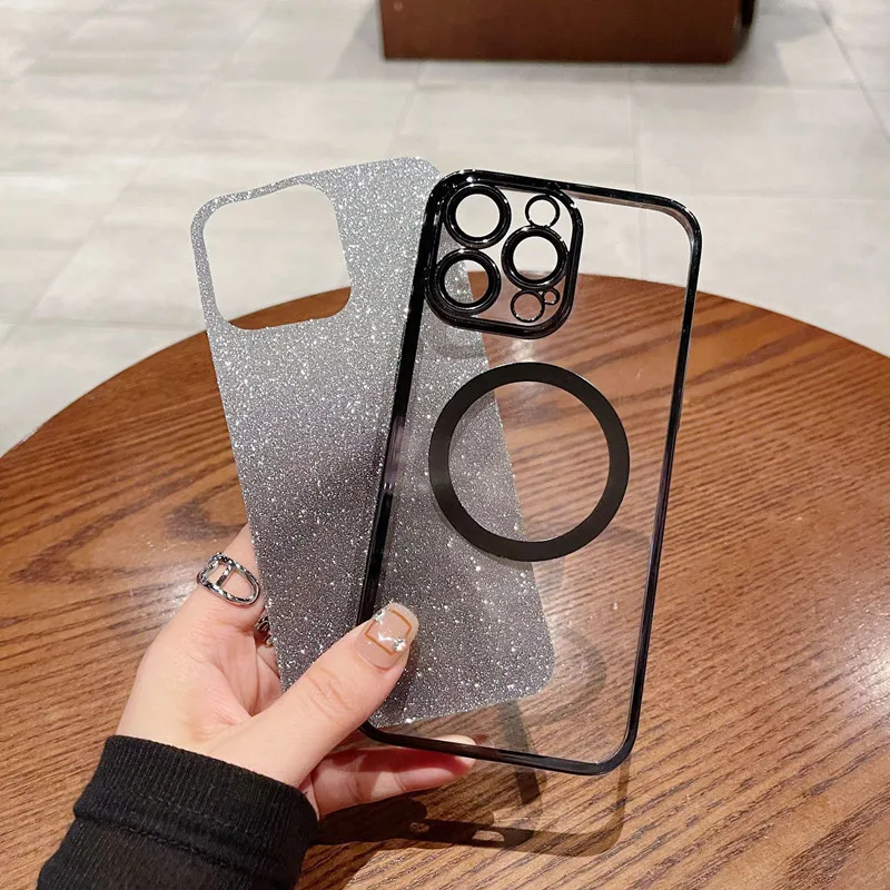 Glitter Plating Magnetic Ring Phone Case with Premium Protection and Style