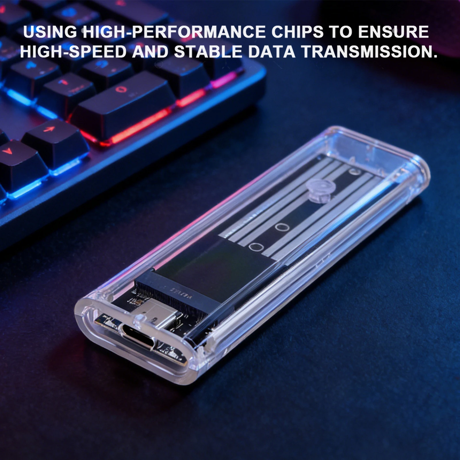 M.2 NGFF SATA 타입 C USB 3.1 하드 디스크 박스 10Gbps 투명 외장 SSD 어댑터 케이스 하드 디스크 케이스 (2230/2242/2260/2280 호환)
