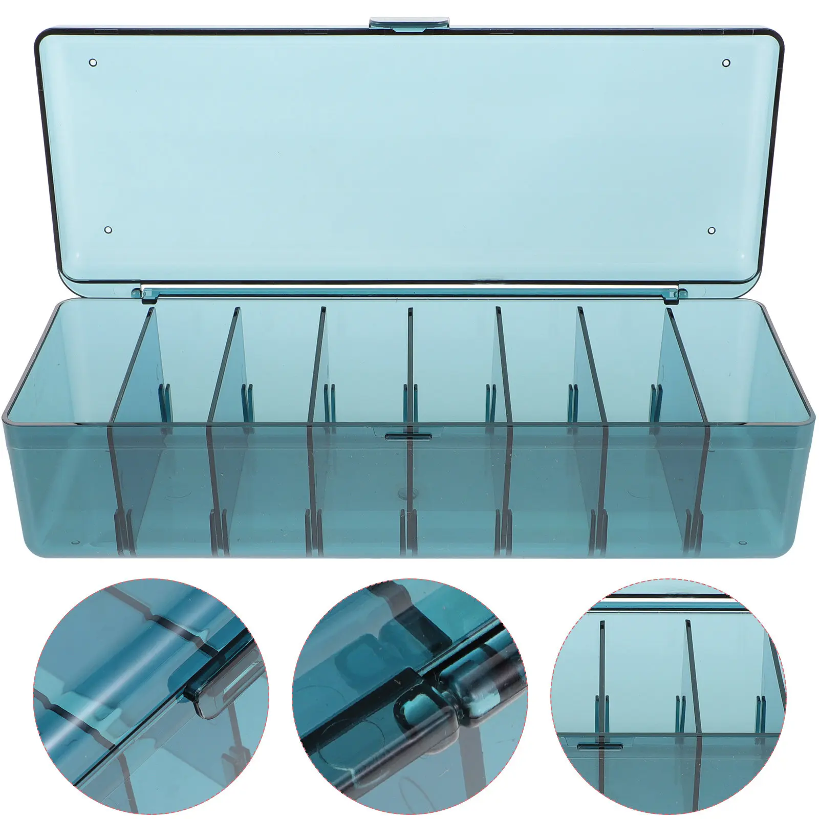 1세트 데이터 케이블 보관함 투명 정리함 데스크탑 코드 정리함 뚜껑 스트랩 정리용 랩 사무실 컴퓨터 전자제품용