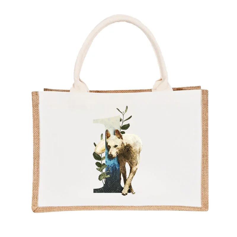 

Портативная Сумка-тоут Lucky с цифровым тиснением, джутовая Сумочка для защиты окружающей среды