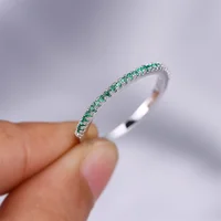 Green Zircon Small Round Stone Wedding Band Stackable Rings For Women Vintage Silver Color Engagement Promise Minimalist Jewelry