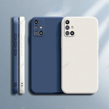 Square Liquid Silicone Phone Case for Samsung Galaxy M31s 6.5" SM-M317F SM-M317F/DS Solid Color Basic Soft Shockproof Back Cover