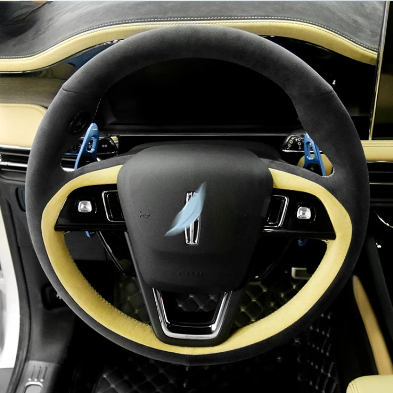 

For Lincoln Corsair Aviator nautilus MKZ MKC Custom Alcantara Suede Hand Sewn Steering Wheel Cover