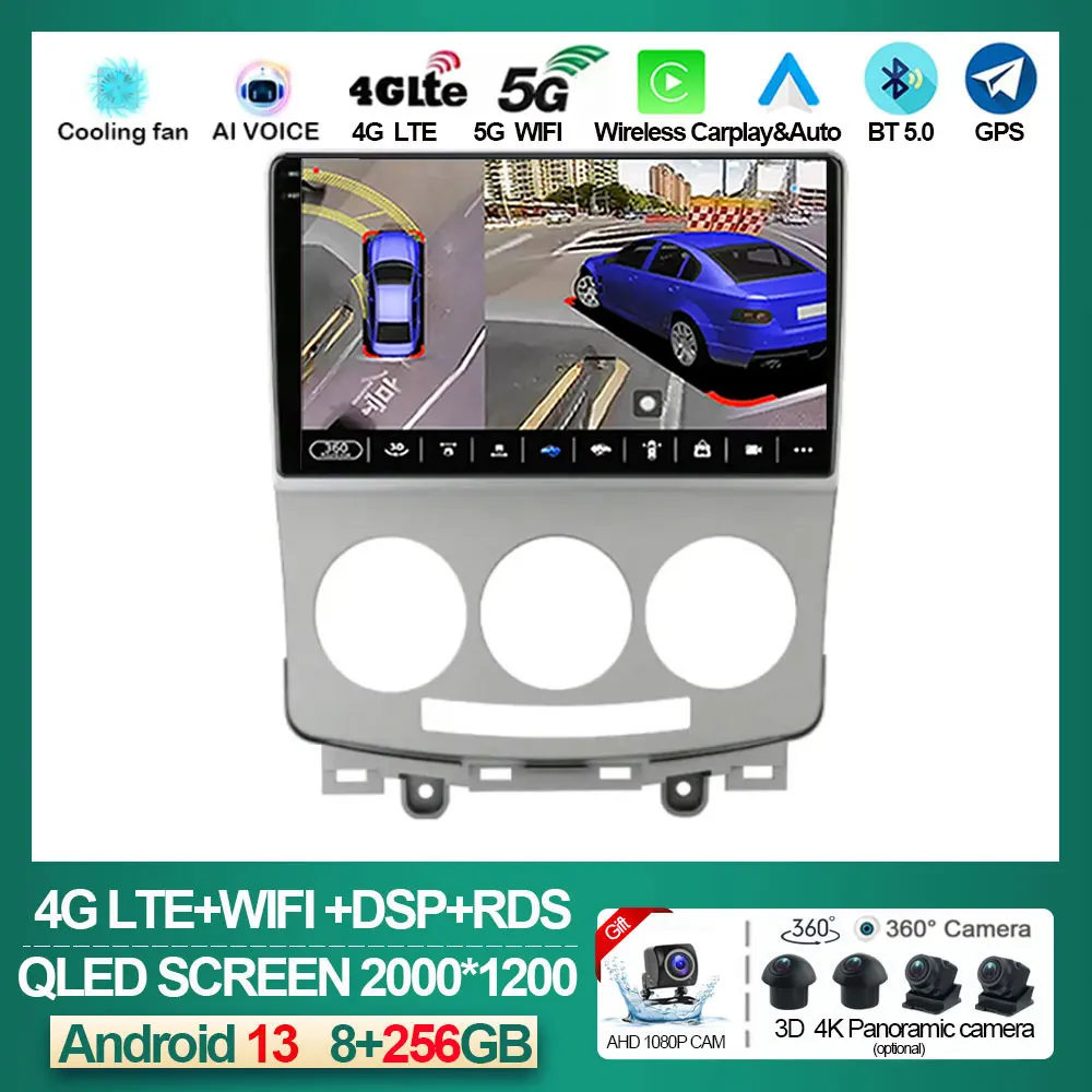 

2 din Android 13 Auto Radio for Mazda 5 2005 - 2010 Car Radio Multimedia GPS Track Carplay Audio RDS Navigation 2din no dvd
