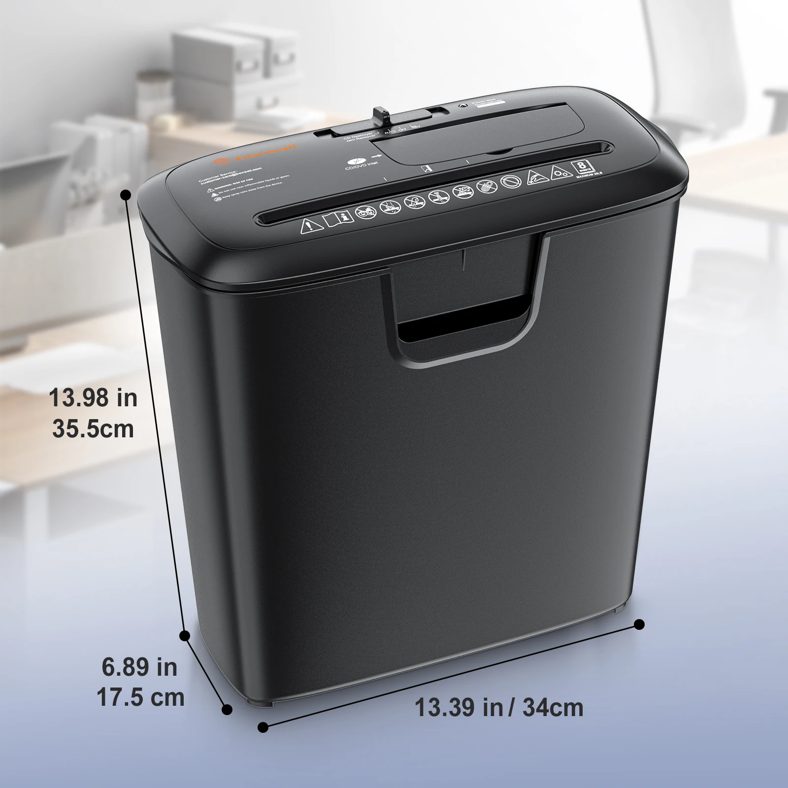 Bonsaii Paper Manual Reversal 8-Sheet Strip Cut Shredder Home Use CD/Credit Card Shredder Machine 3.4 Gallons paper shredder paper cutting machine