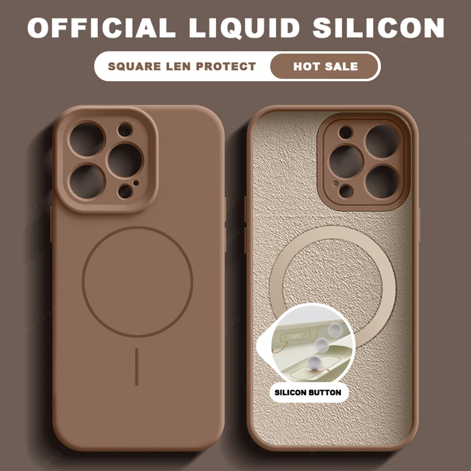 Elegant Liquid Silicone Magnetic Phone Case with MagSafe Charging Protection
