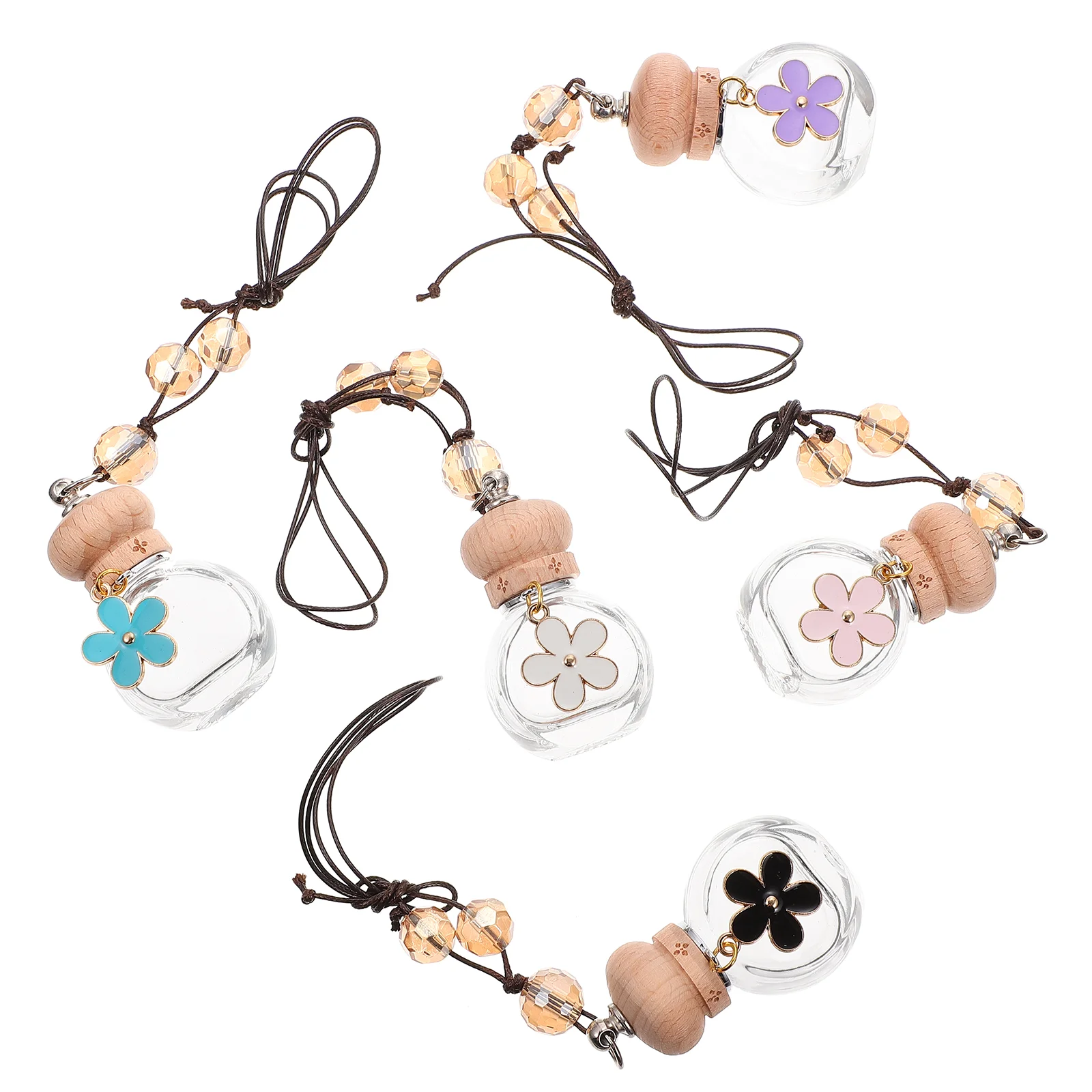 

5 Pcs Perfume Pendant Christmas Goodies Essential Oil Diffuser Car Bottle Little Daisy Pendants Glass Hanging
