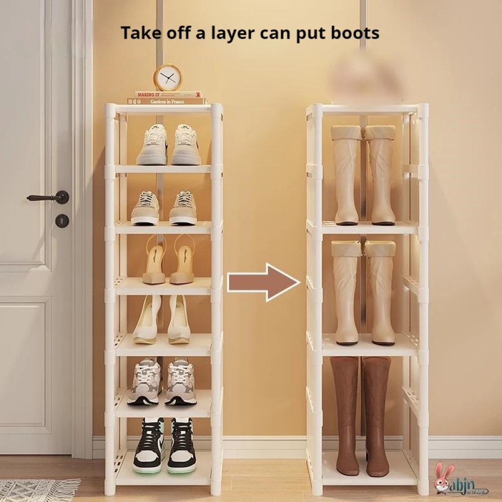 Shoe Rack Multi-Layer Shoe Rack Household Plastic Adjustable Stackable Removable Shoe Rack With Partition For Rental House Entrance
