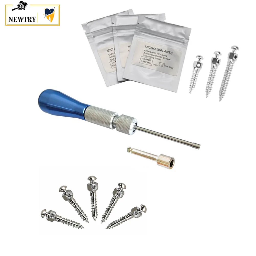 50/30pcs Dental Orthodontic Micro Mini Implant Screws – Titanium, Self-Driving Anchor With Driver, Ortho Use