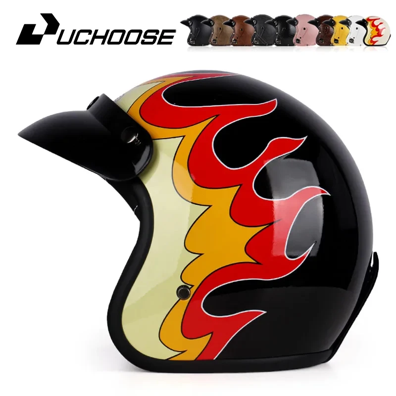 

DOT Three Quarters Open Face Casco Moto Motorcycle Accessories Men Moto Helmets Certificated Retro Motorcycle Helmet Cafe Racer