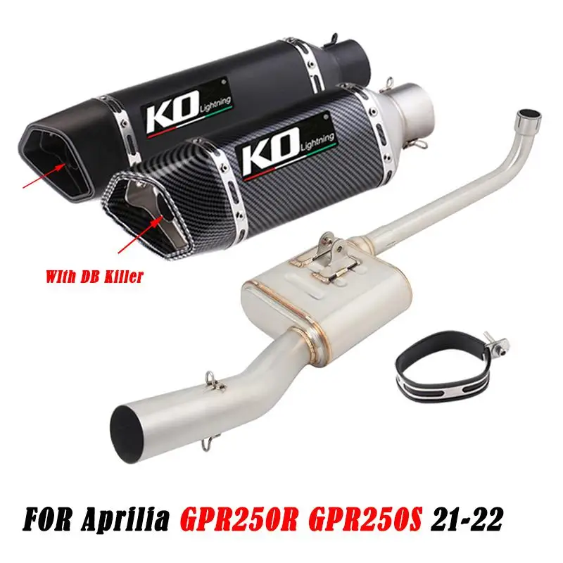 

51MM Motorcycles Exhaust System Muffler Front Link Pipe Stainless Steel Slip On With DB Killer For Aprilia GPR250R GPR250S 21-22