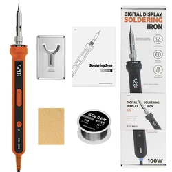 100W Digital Electric Soldering Iron Kit with Adjustable Temperature and Ceramic Heater (4ps Set)