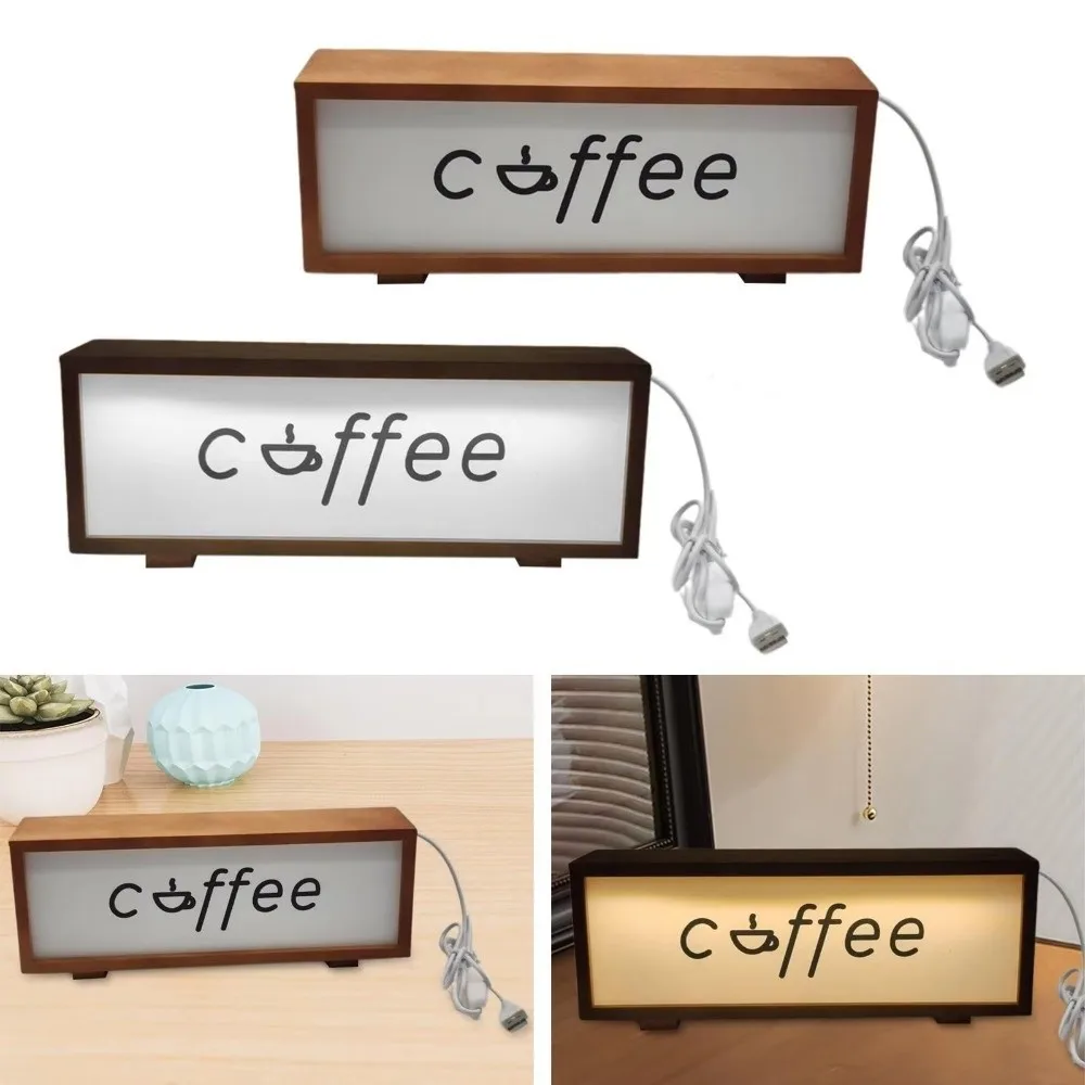 새로운 LED 무드 데스크탑 조명 커피 USB 야간 조명 나무 테이블 램프 생일 선물