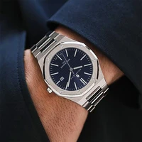 SAPPHERO montre pour hommes, bracelet en acier inoxydable, conception résistante à l'eau, calendrier automatique, cadeaux de fête, horloge boîte cadeau exquise 2
