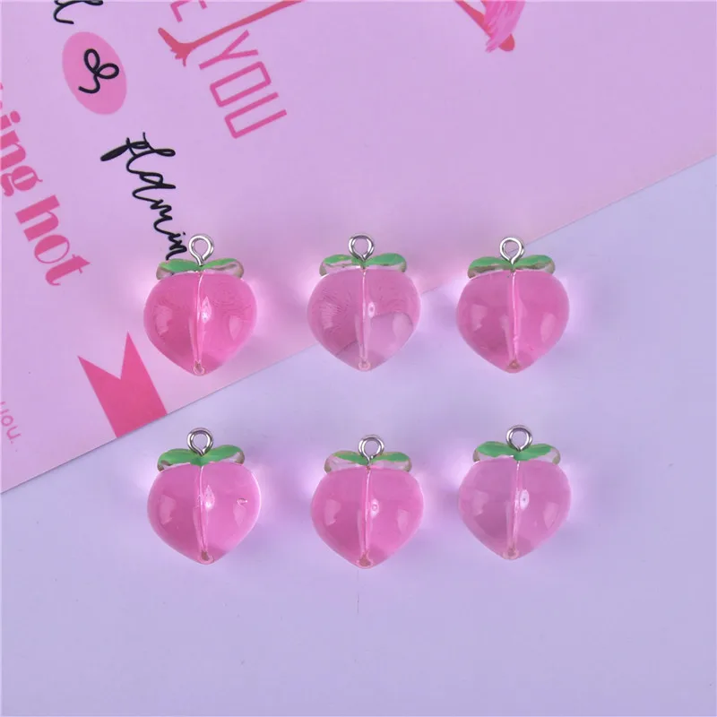 

10pcs 18*19mm Pink 3D Peach Resin Charms Earring Keychain Necklace Pendant Jewlery Findings