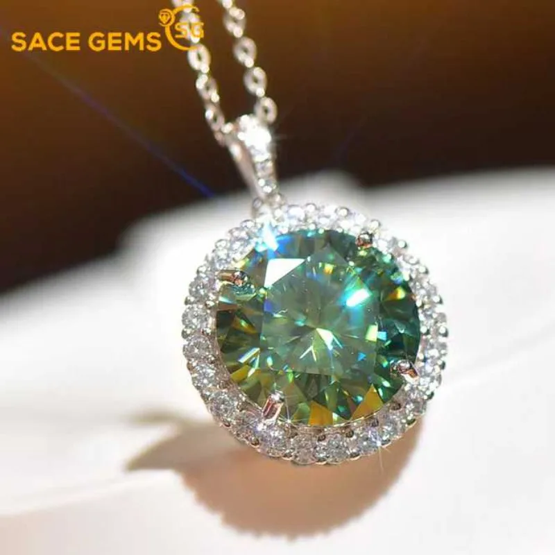 

Женский кулон с муассанитом SACE GEMS GRA, золотистый кулон с покрытием из серебра 925 пробы, D VVS1 10 карат, Подарочная бижутерия