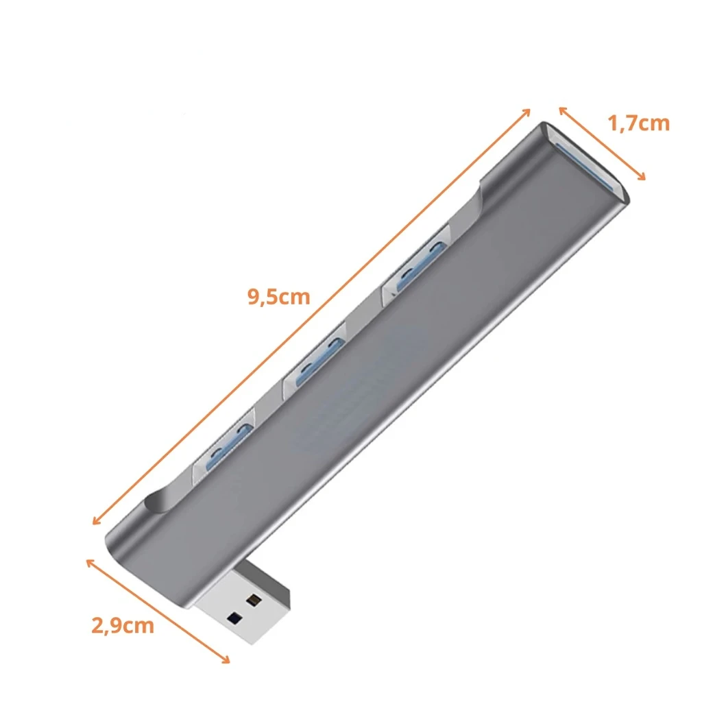 Laptop USB HUB Splitter Aluminum Extender Four Port Side Bending for Laptop PC Office
