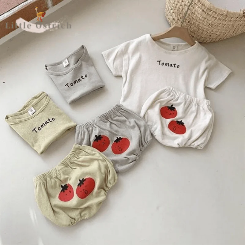 

Newborn Baby Boy Girl Cartoon Cotton Clothes Set Shirt+Short Child Clothing Suit Summer Short Sleeve Top Baby Clothes 3M-2Y
