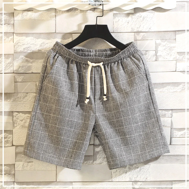 2024 Spring Summer Lattice Korean Drawstring Trend Street Casual Comfort Classic Simplicity Slim Fashion Versatile Men's Shorts