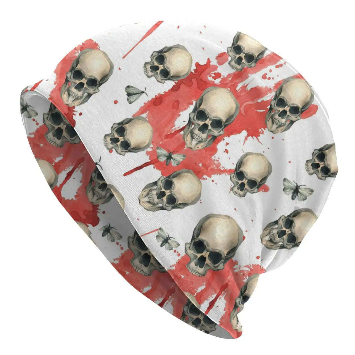 

Skull Skulls Skullies Beanies Caps Stains Blood Splatters Night Moths Thin Hat Sport Sports Bonnet Hats for Men Women