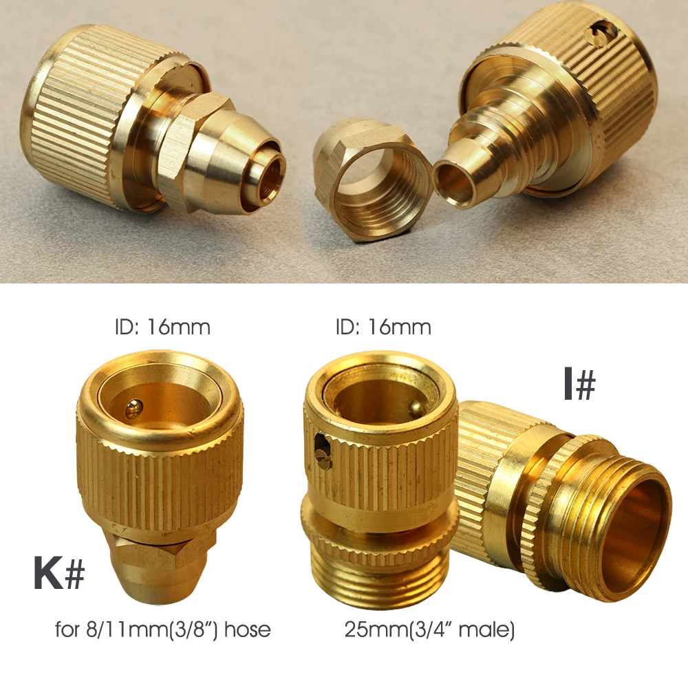 Brass Tap Quick Connecter 1/2'' 3/4'' 1'' 16mm 20mm Copper Hose Coupling Adapter Garden Tubing Repair Watering Gun Fittings Tool garden hose connector,hose connector,garden quick coupling,garden hose adapter,water pipe connector,pipe connector,garden water connector,quick connect valve,faucet quick connector