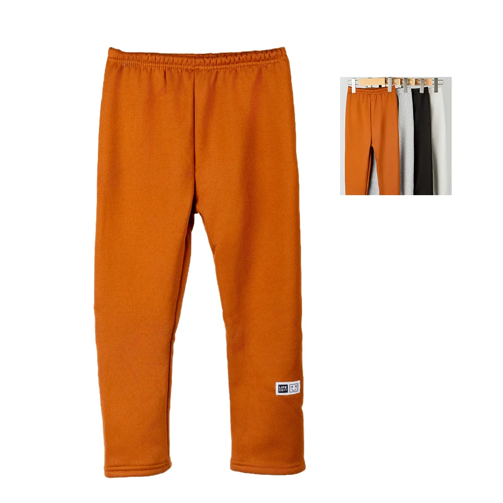 New Girls' Autumn And Winter Leggings Warm And Plush For Children Aged 1-12 Fashionable Long Legs Solid Color Leggings