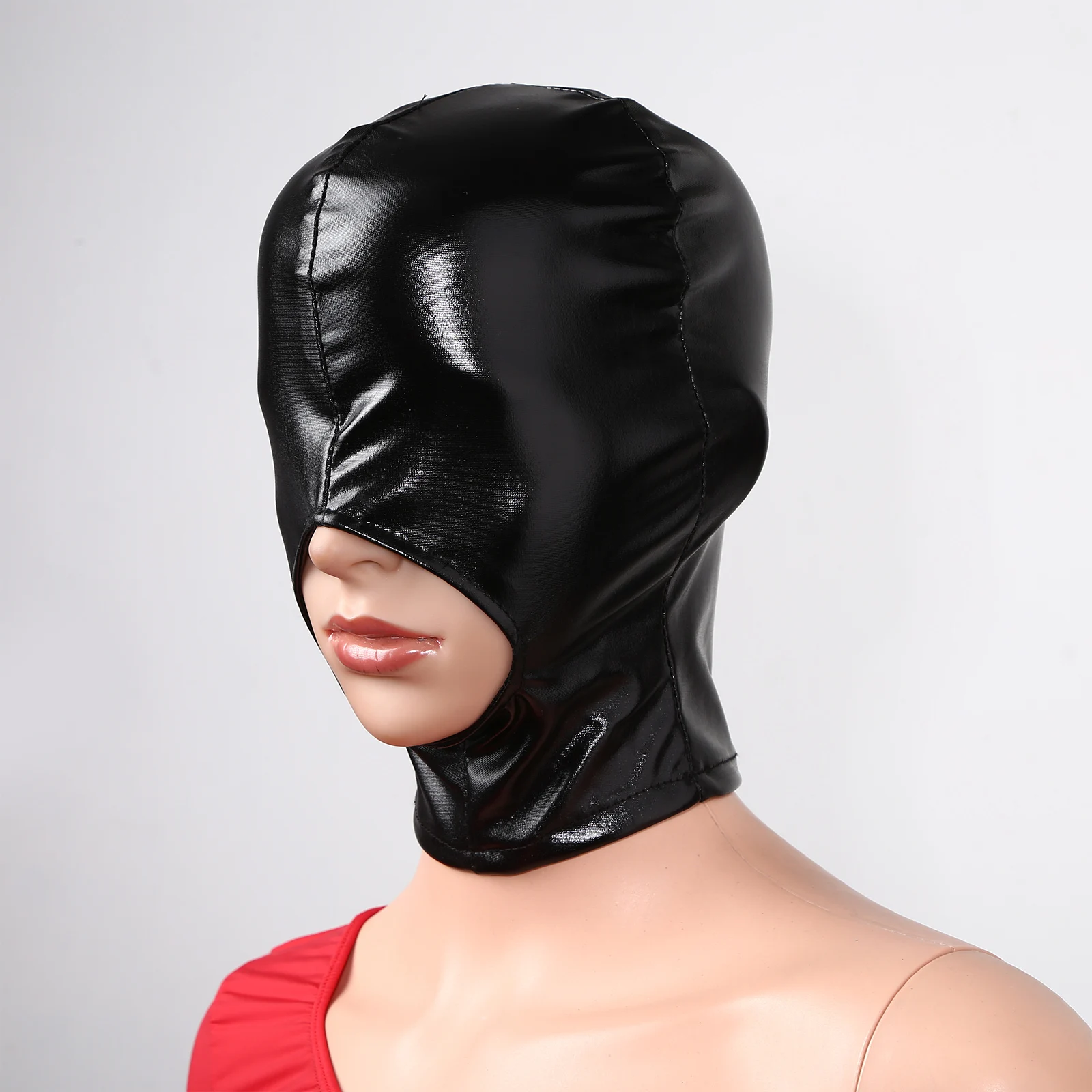 Unisex Adults Latex Full Face Mask Womens Mens Open Mouth Head Cover Hood Headgear Sexy Cosplay Role Play Costume