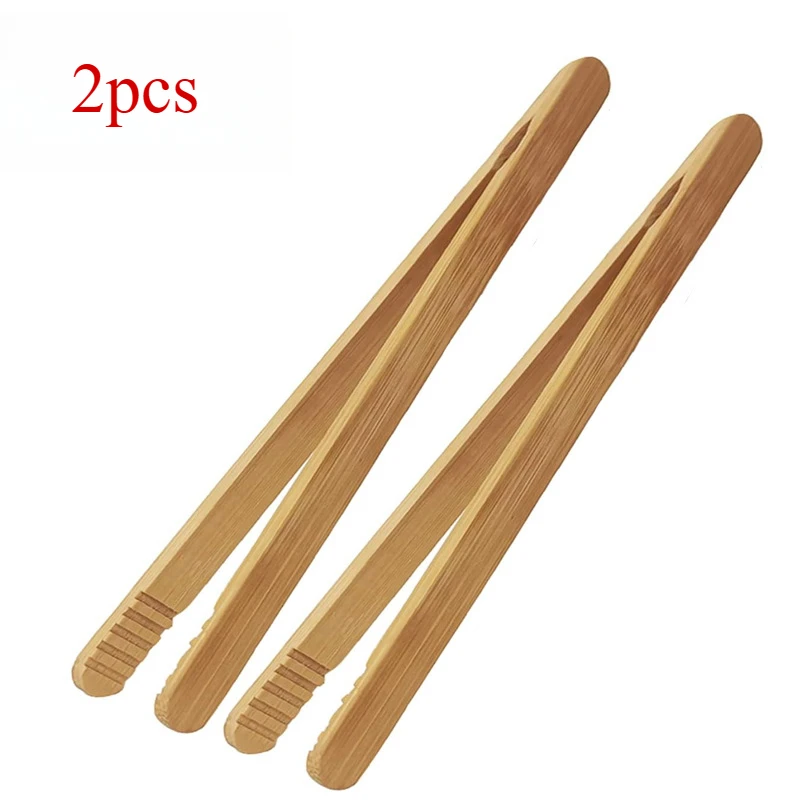 2pcs Wooden Tea Clip Utensils Toaster Toast Bread Food Tongs for Kitchen Accessories Bamboo Clip for Tea Filter Wooden Tongs