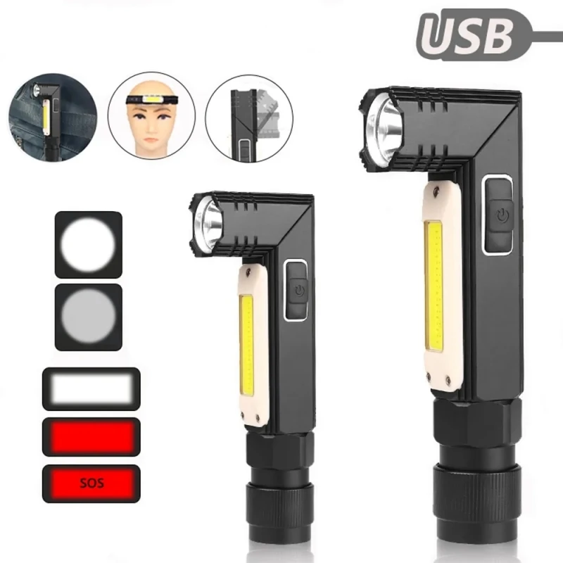 

Magnetic LED Flashlight Ultra Bright Waterproof COB Light USB Rechargeable Torch Tail Magnet Work Light 90 Degrees Rotation